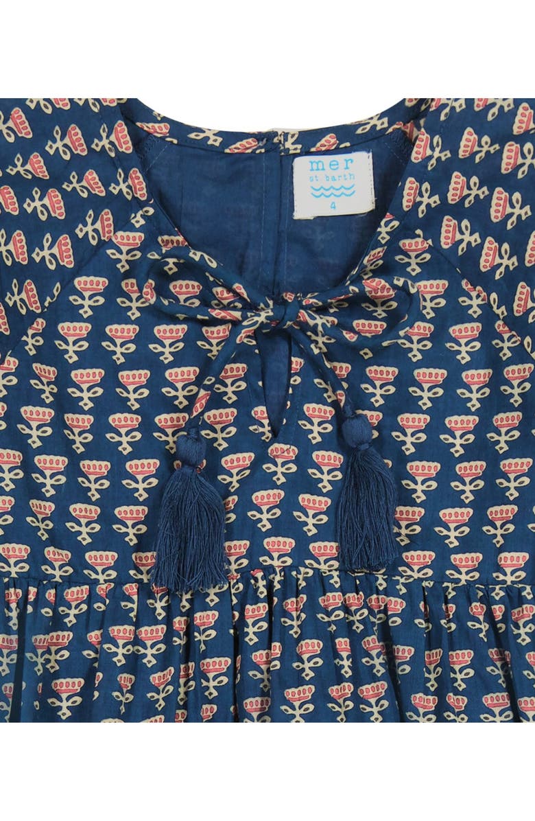 Mer St. Barth Sara Popover Dress, Alternate, color, Blue Floral Block Print