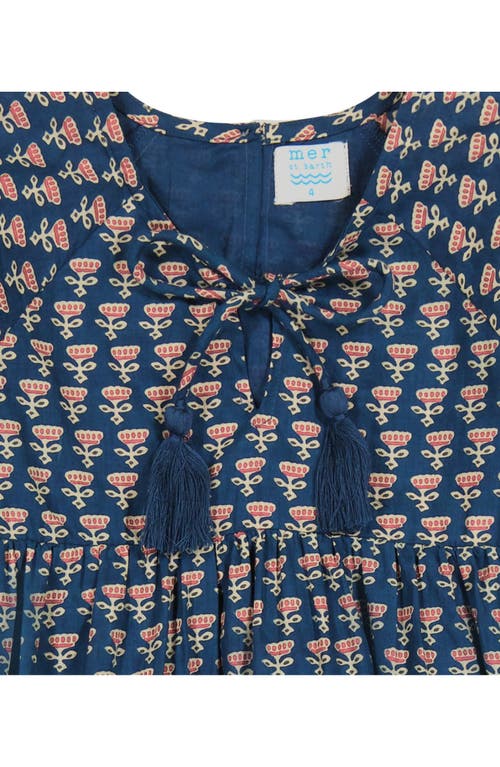 Mer St. Barth Girls' Sara Popover Dress - Little Kid, Big Kid In Blue Floral Block Print