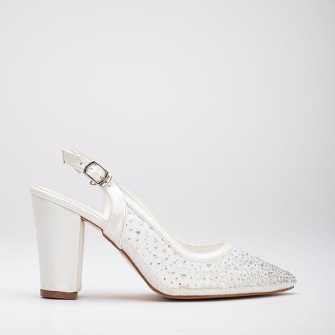 Monique Ivory Lace Slingback Shoes