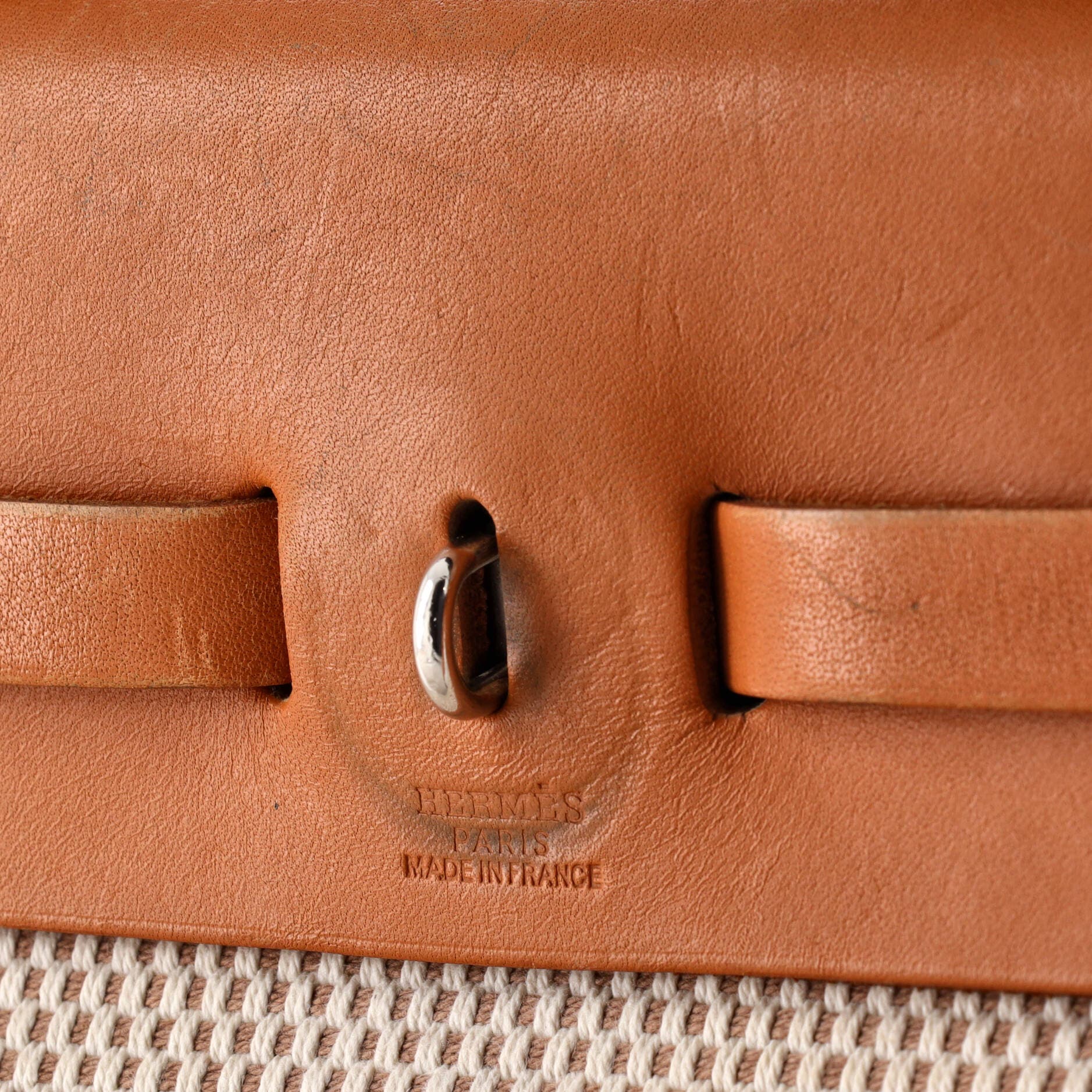 Pre-Owned Hermes Herbag Zip Criss Viking Toile and Leather 31, Alternate, color, Ecru