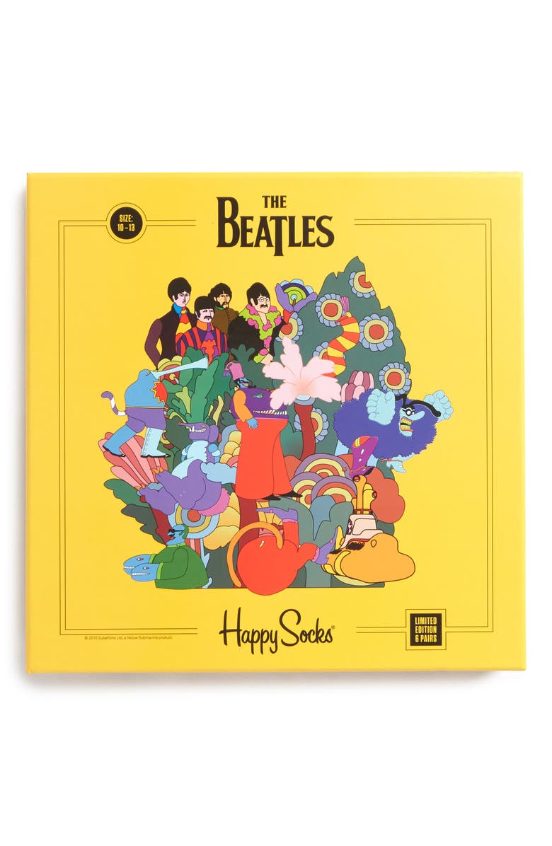 Happy Socks The Beatles Assorted 6-Pack Sock Gift Set, Alternate, color,