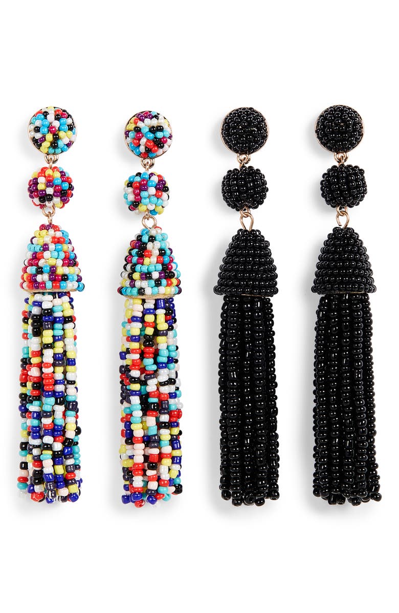 BaubleBar Granita 2-Pack Beaded Tassel Earrings, Main, color,