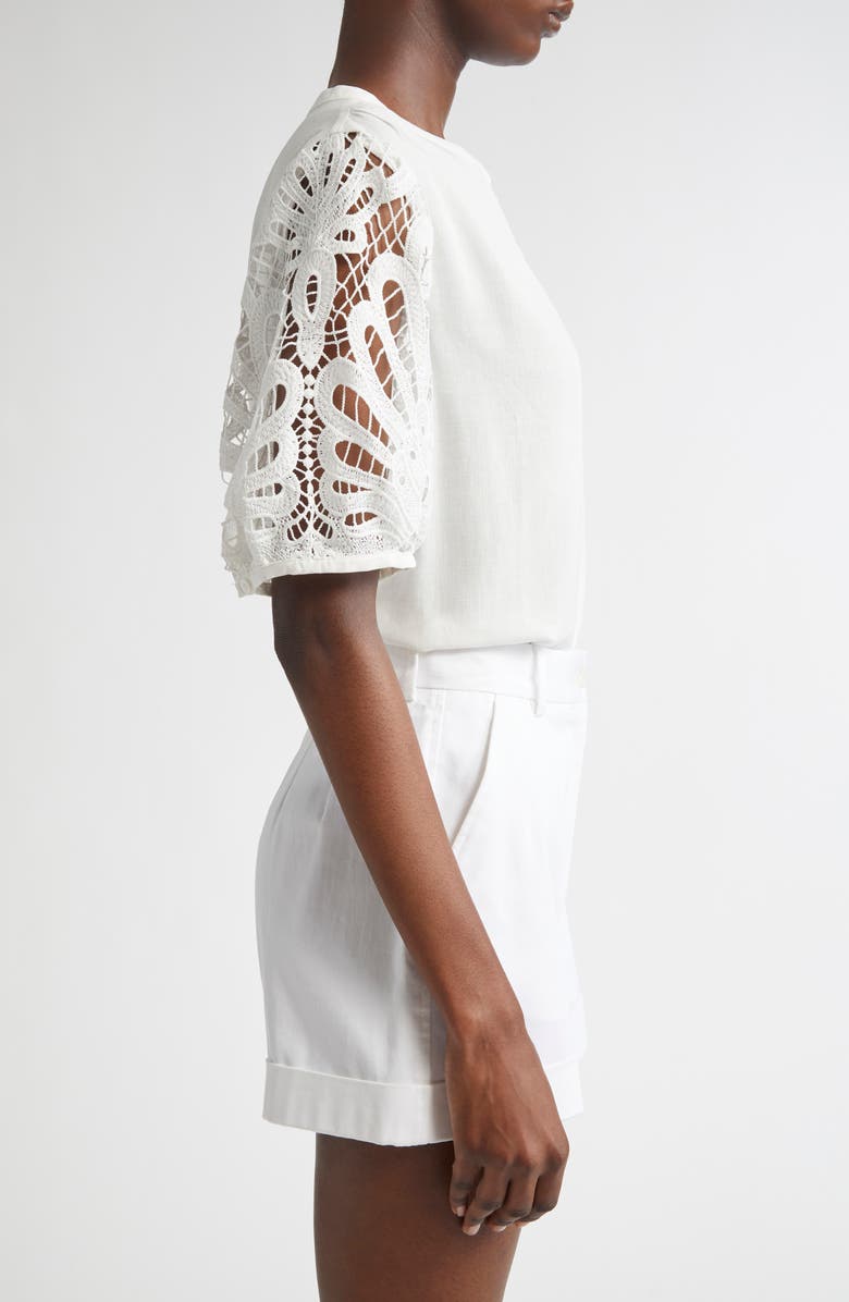 Ramy Brook Gia Lace Sleeve Button-Up Top, Alternate, color, Ivory Eyelet