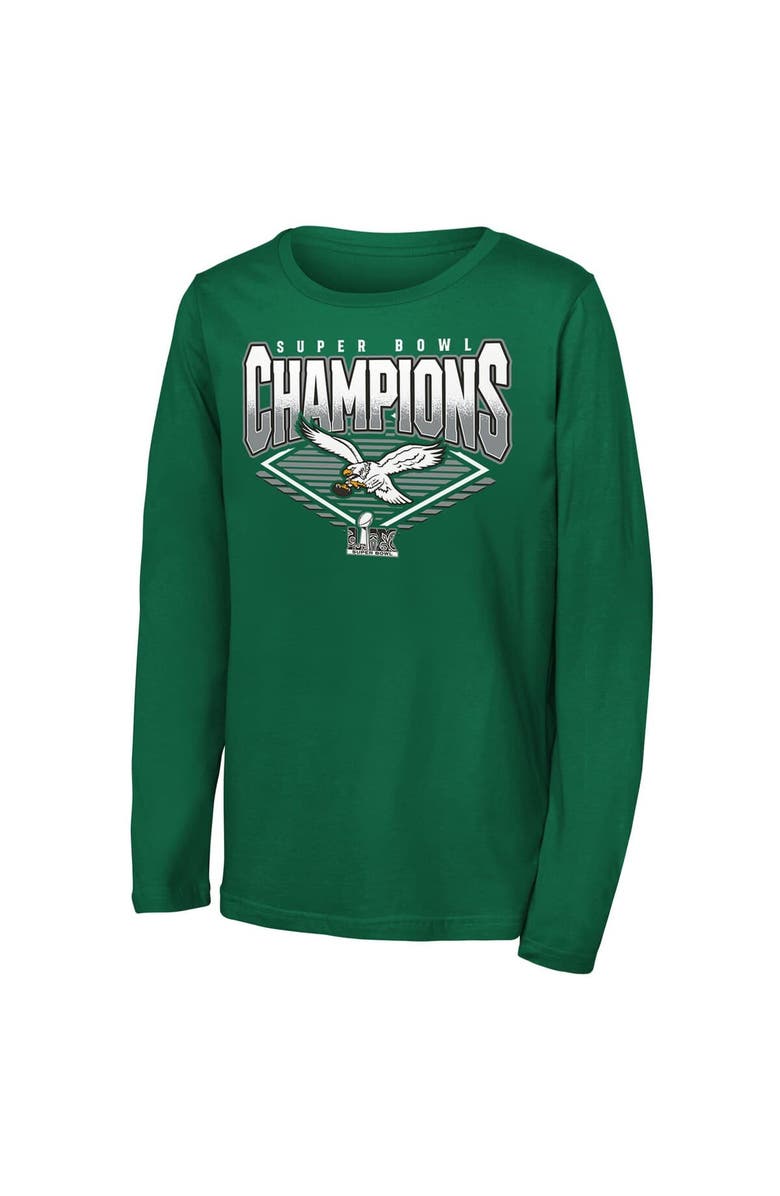 Outerstuff Youth Kelly Green Philadelphia Eagles Super Bowl LIX Champions Retro Diamond Long Sleeve T-Shirt, Alternate, color, 