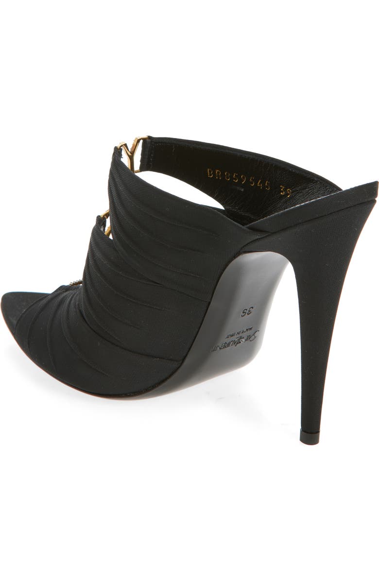 Saint Laurent Emilie Strass Logo Slide Sandal, Alternate, color, Black
