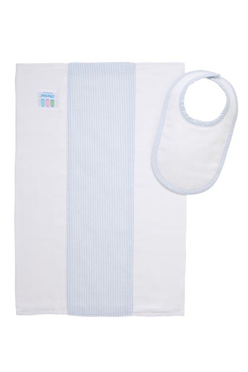 3 Marthas Seersucker Stripe Drooler Bib & Burp Set
