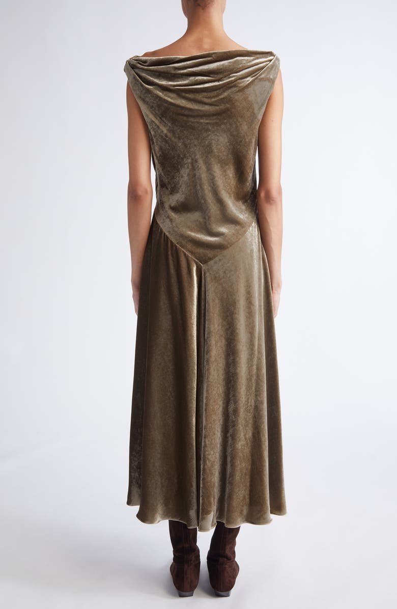 Altuzarra Drina Cowl Neck Stretch Velvet Gown, Alternate, color, Clove