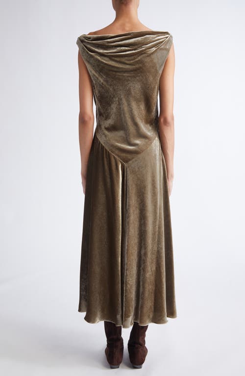 Altuzarra Drina Cowl Neck Stretch Velvet Gown In Gray