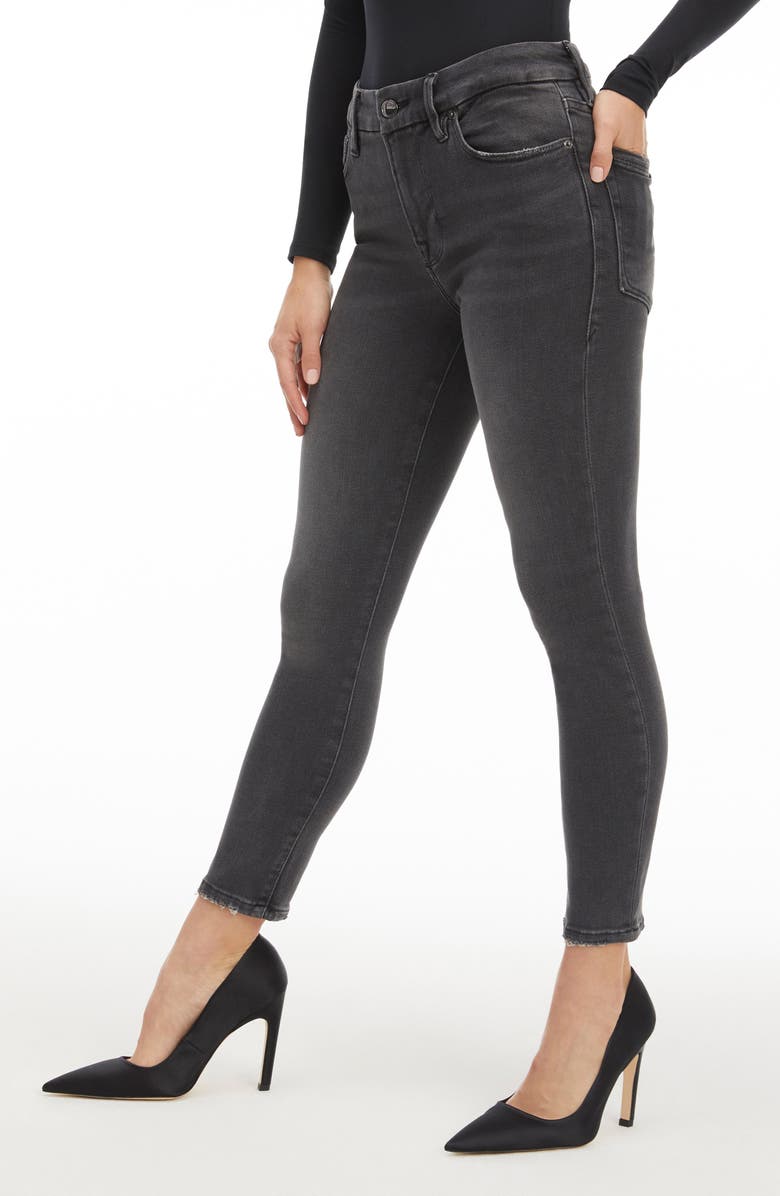 Good American Good Petite Chewed Skinny Jeans, Alternate, color,