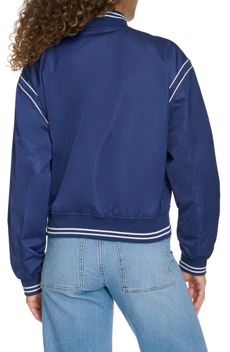 Champion Crop Varsity Jacket, Alternate, color, Medieval Blue