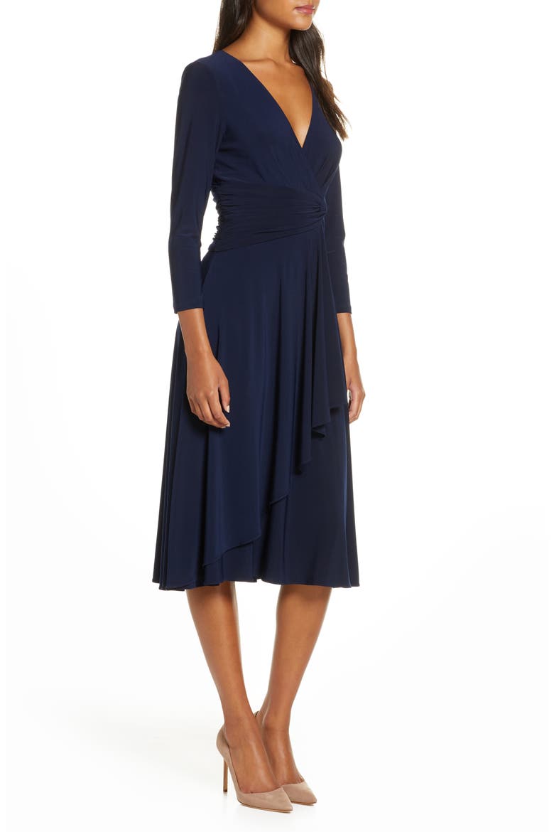 Faux Wrap Dress, Alternate, color, NAVY