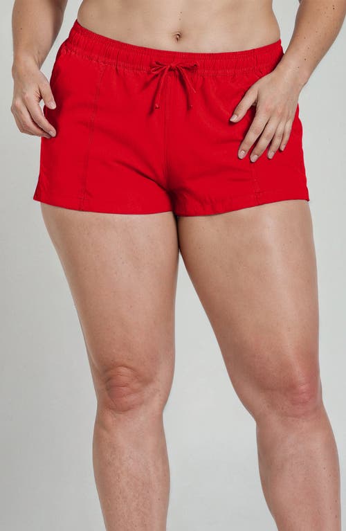 Calypsa Plus Size 2"-3" Board Shorts In Red