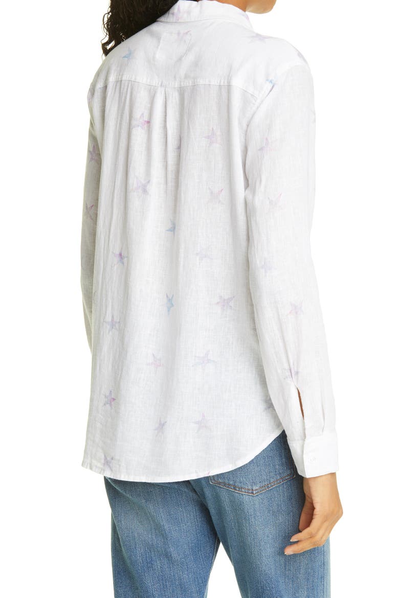 Charli Star Print Linen Blend Blouse, Alternate, color, TIE DYE STARS