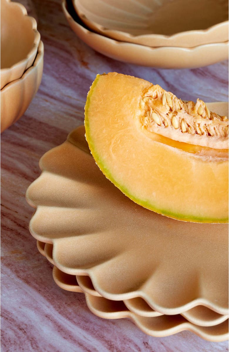 LEMIEUX ET CIE Dhalia Stoneware 4-Piece Salad Plate Set, Alternate, color, Camel