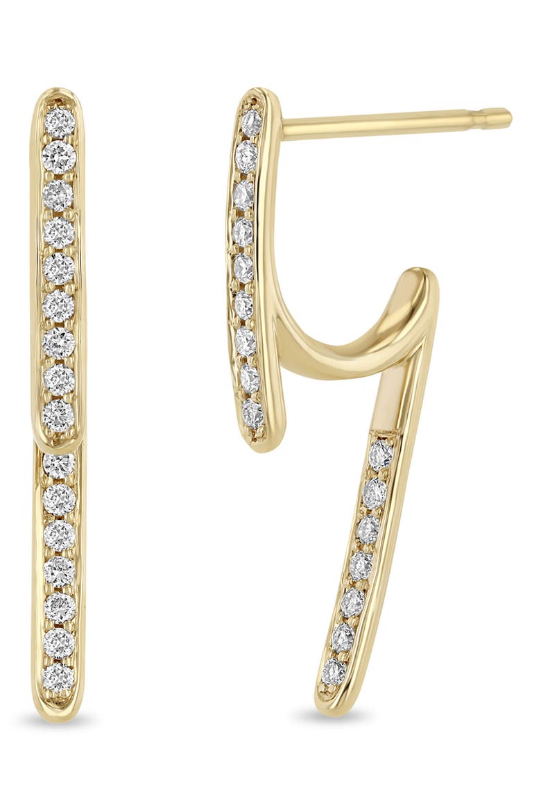 Talon Diamond Hoop Earrings, Main, color, 14K YELLOW GOLD