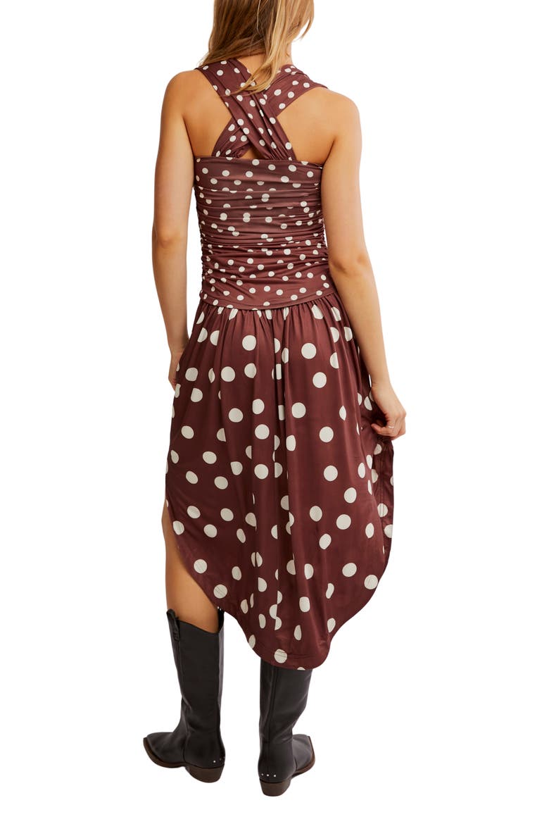 Raylon Variegated Polka Dot Midi Dress, Alternate, color, CHOCOLATE COMBO