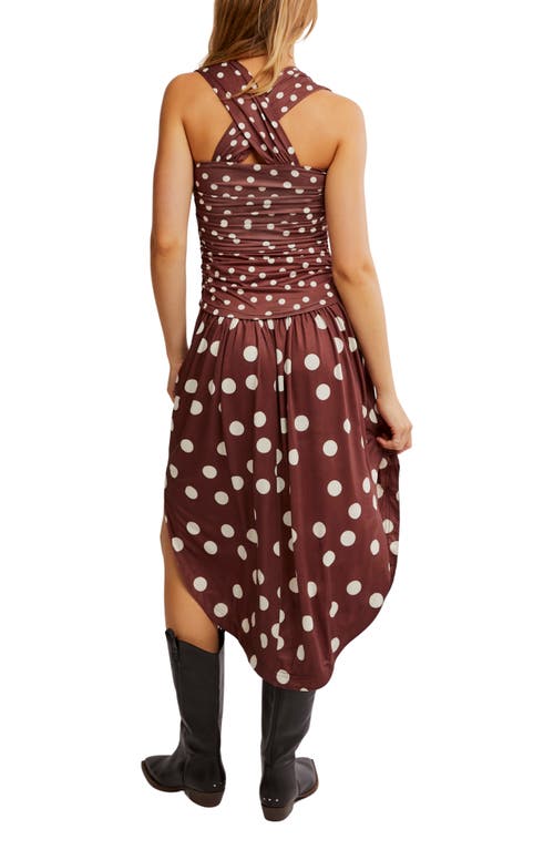 Shop Free People Raylon Variegated Polka Dot Midi Dress In Chocolate Combo