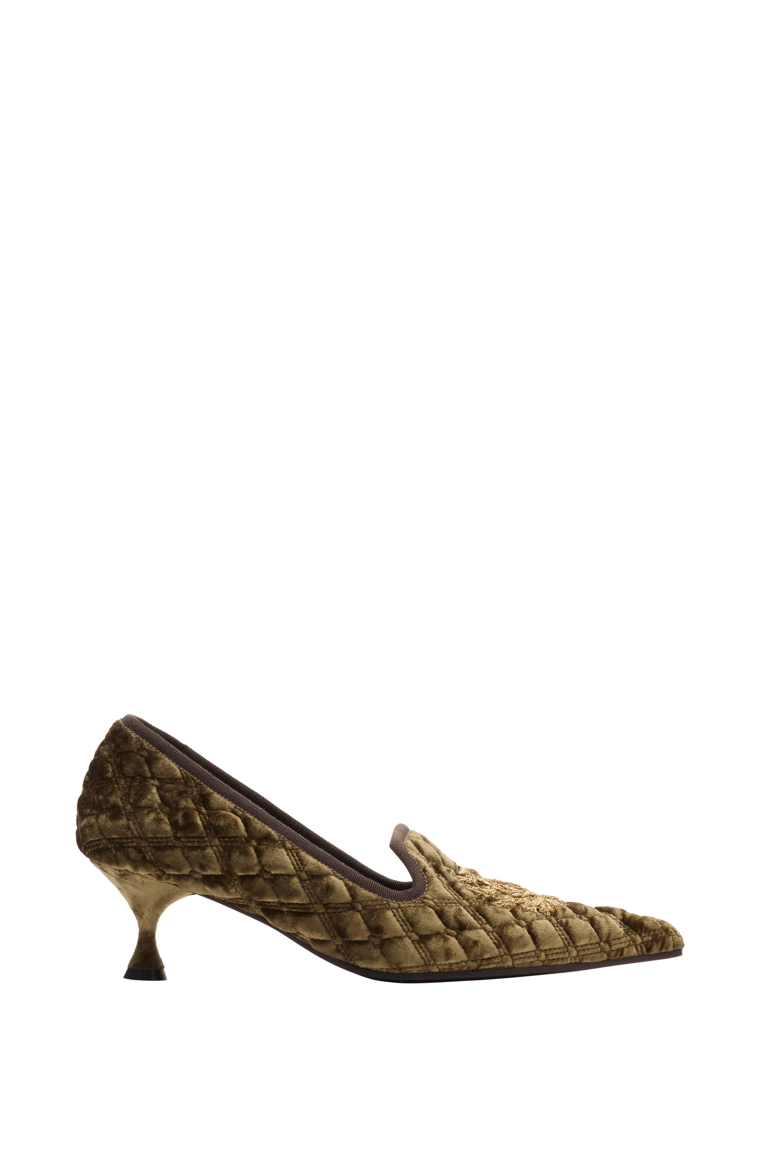 Burberry Quilted Velvet Cameo Slippers, Main, color, Linden Brown