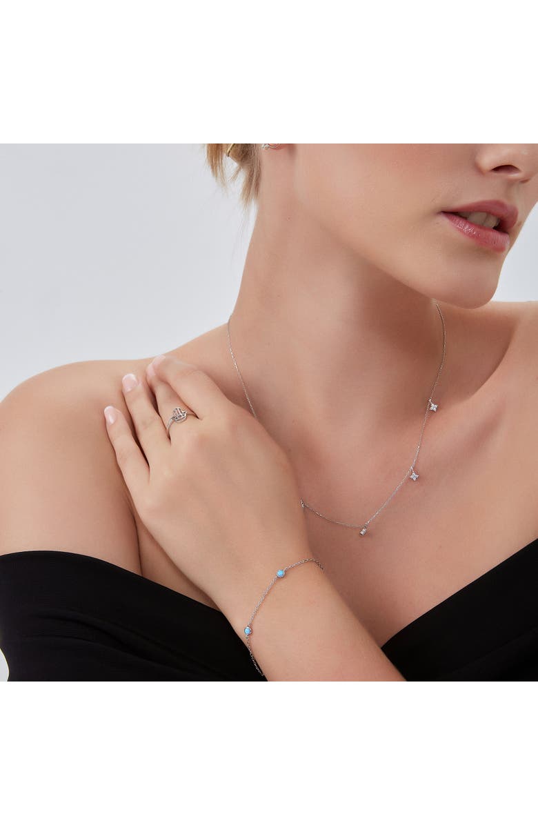 Spero London Blue Opal Jewelled Sterling Silver Bracelet, Alternate, color, Silver