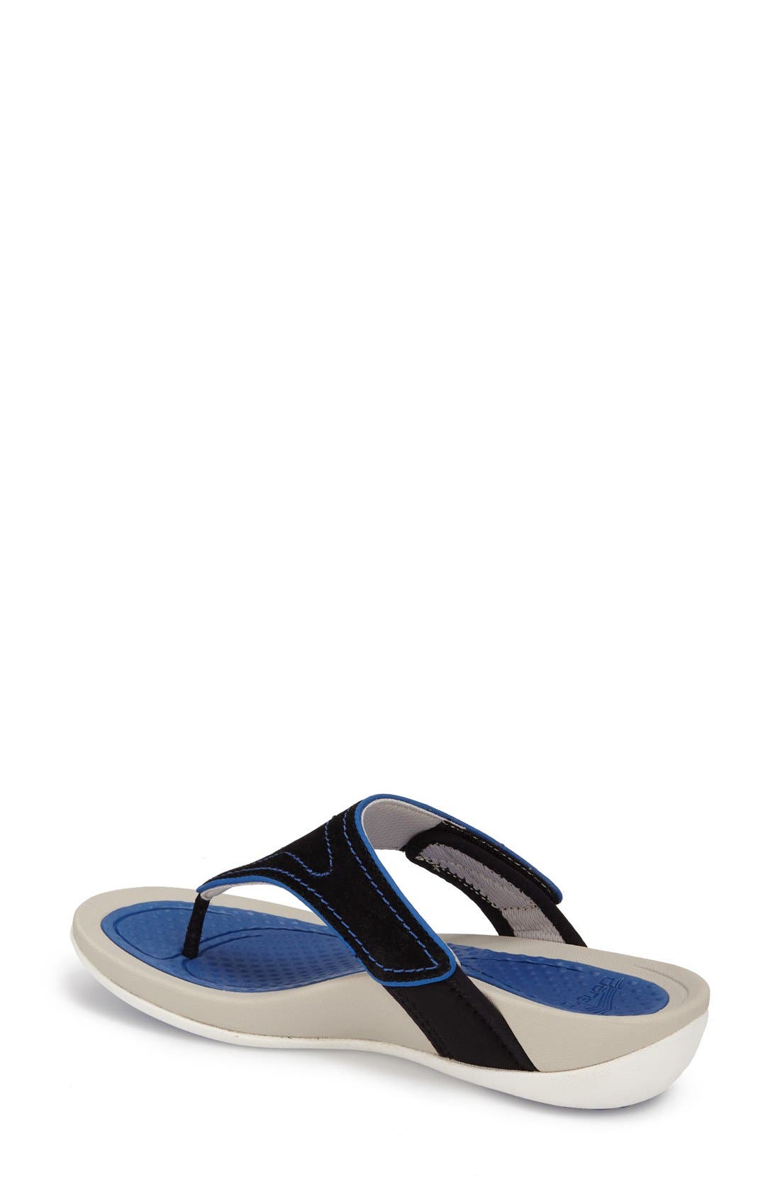 Katy 2 Thong Sandal, Alternate, color, BLACK/ COBALT SUEDE