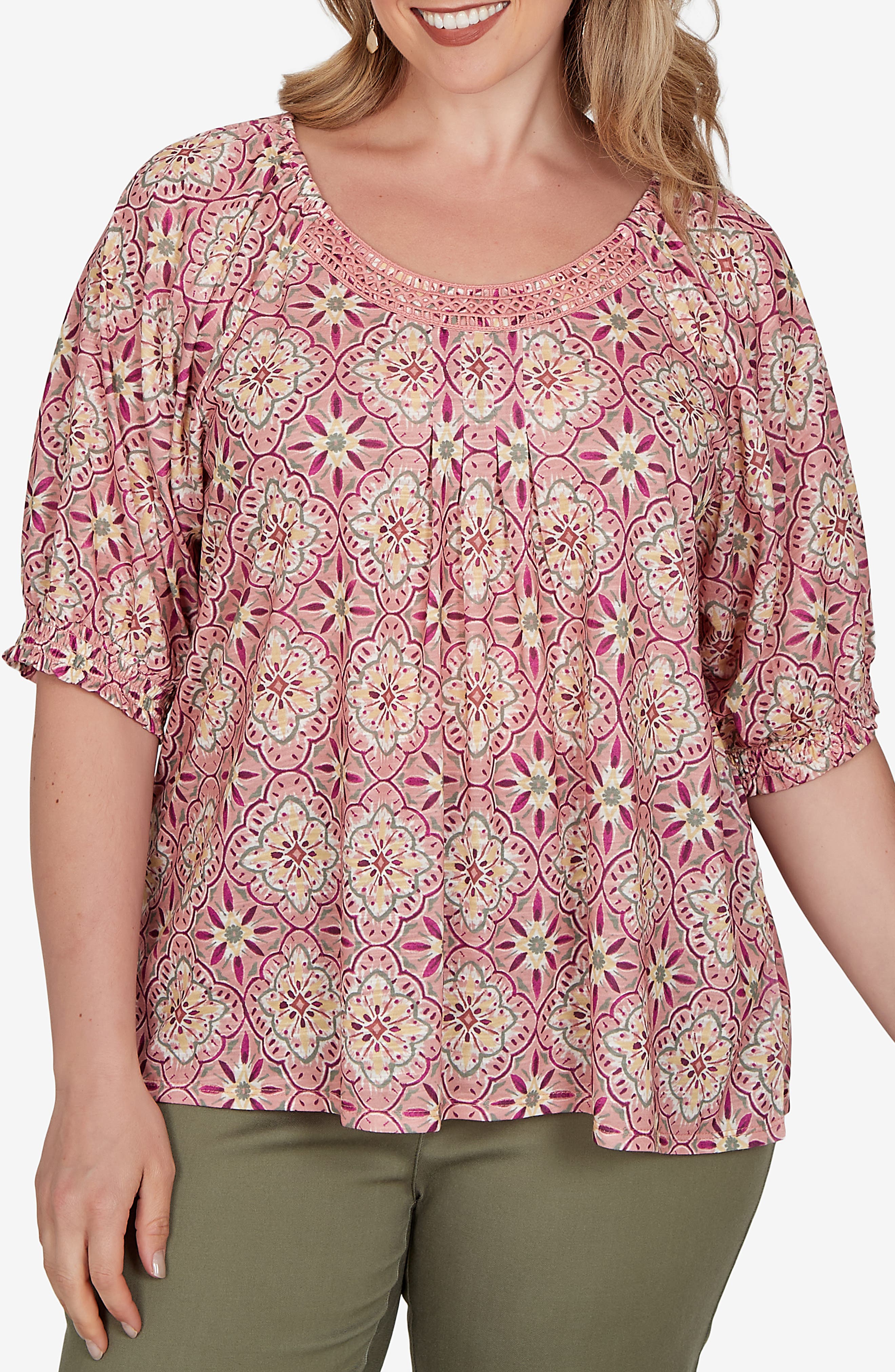 Geometric Printed Slub Top