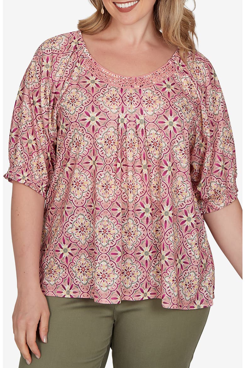 Geometric Printed Slub Top, Main, color, DESERT MULTI