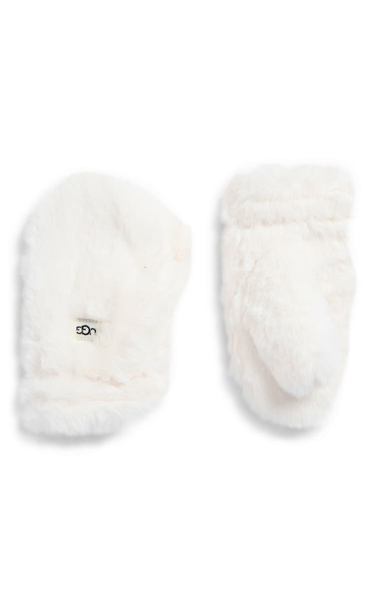 UGG<sup>®</sup> Kids' Recycled Polyester Faux Fur Mittens, Main, color, Nimbus