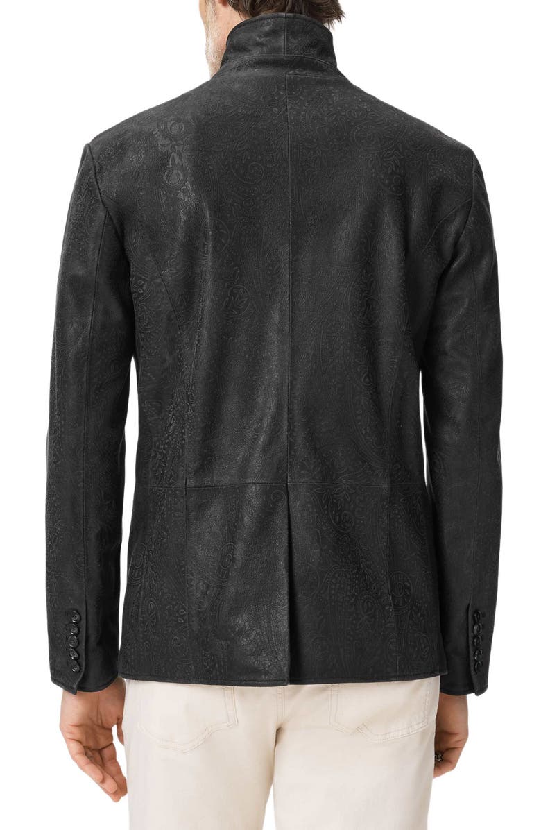John Varvatos Woodward Tooled Paisley Goat Suede Jacket, Alternate, color, Charcoal