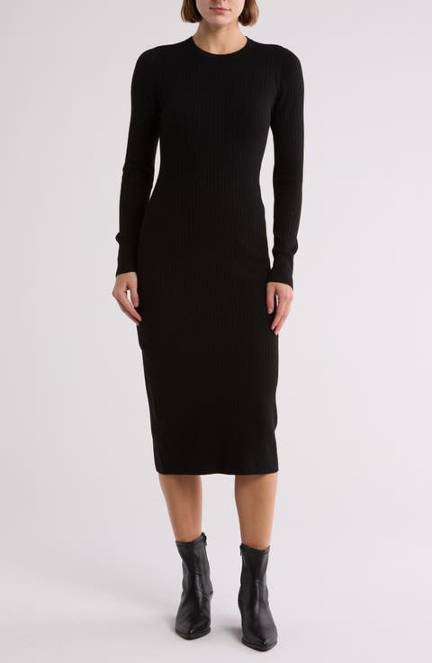Long Sleeve Rib Sweater Dress