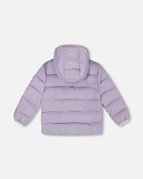 Deux Par Deux Compressible Winter Puffy Coat Designed For Car Seat In Purple