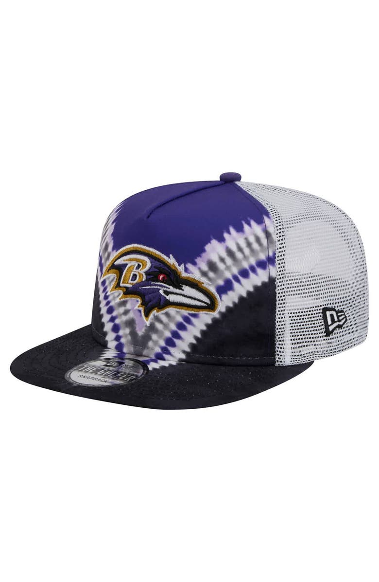 New Era Men's New Era Purple/Black Baltimore Ravens Throwback Dye Golfer Snapback Hat, Main, color, 