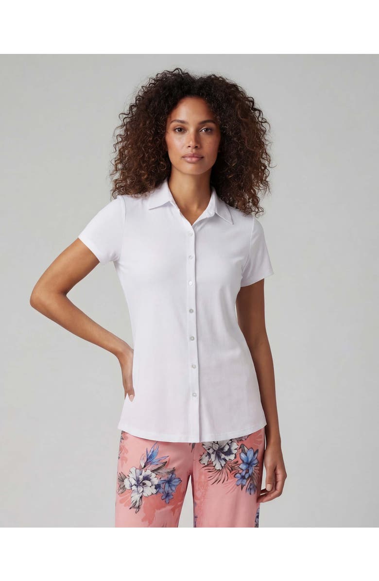 Lords of Harlech White Womens Printed Button-Up Shirt, Alternate, color, White