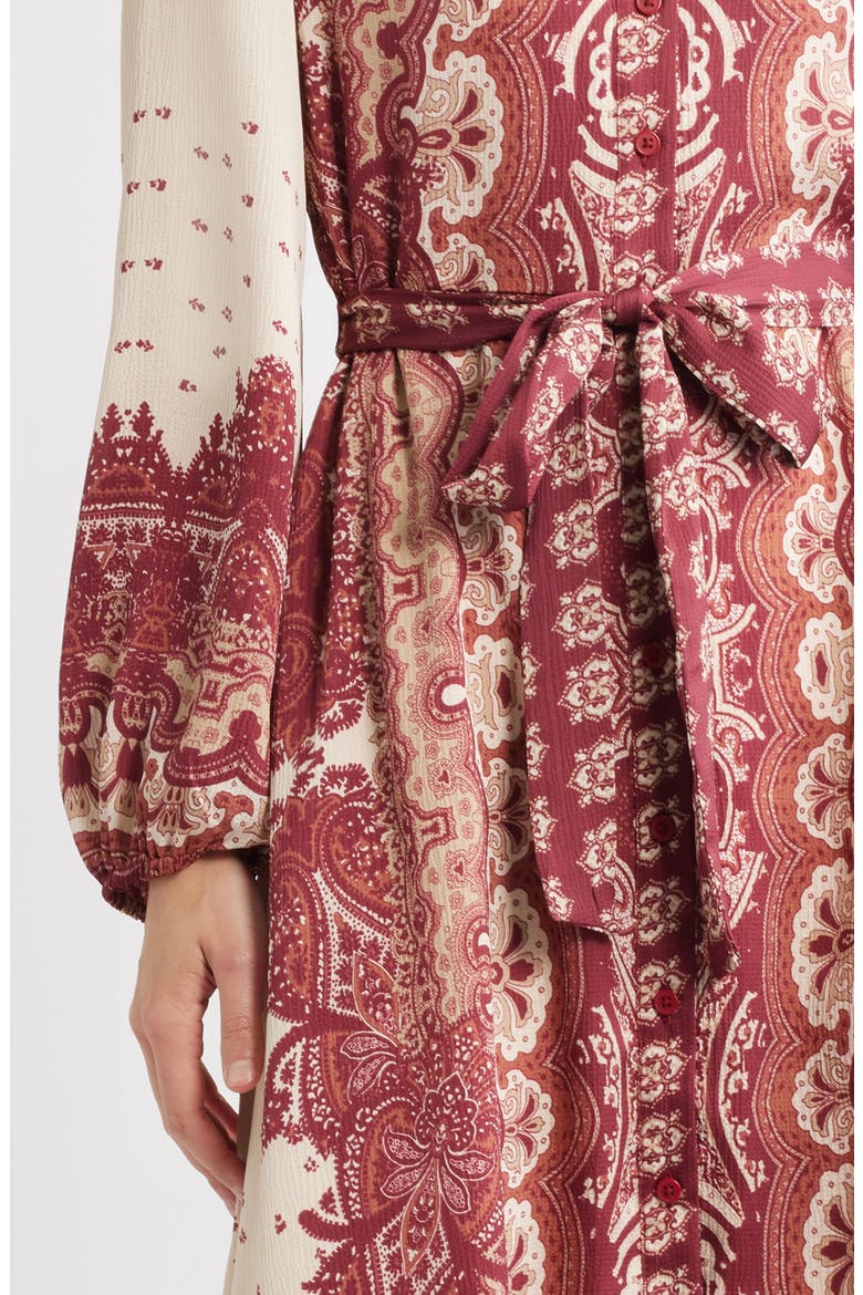 Placed Print Long Sleeve Shirtdress, Alternate, color, RED IVORY