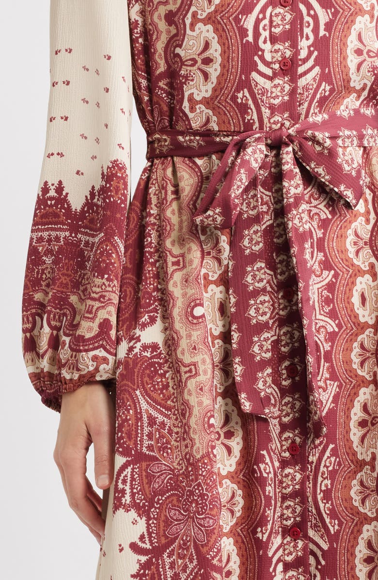 Julia Jordan Placed Print Long Sleeve Shirtdress, Alternate, color, Red Ivory