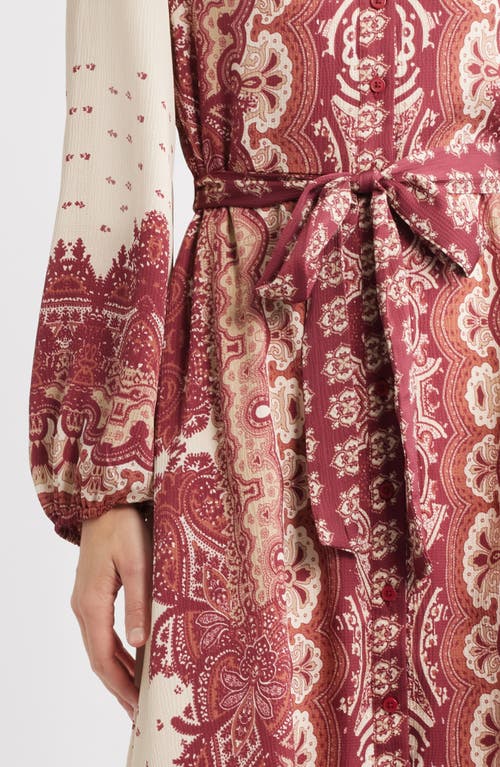 Julia Jordan Placed Print Long Sleeve Shirtdress In Multi