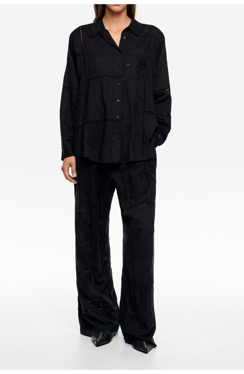 Bimba y Lola Embroidered Jogger Trousers, Main, color, Black