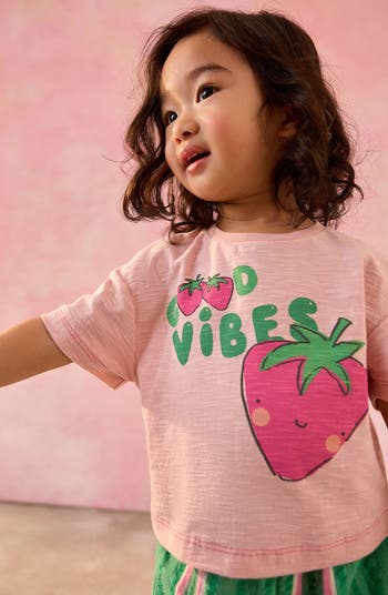 Kids' Cherry Good Vibes Cotton Graphic T-Shirt & Pants Set
