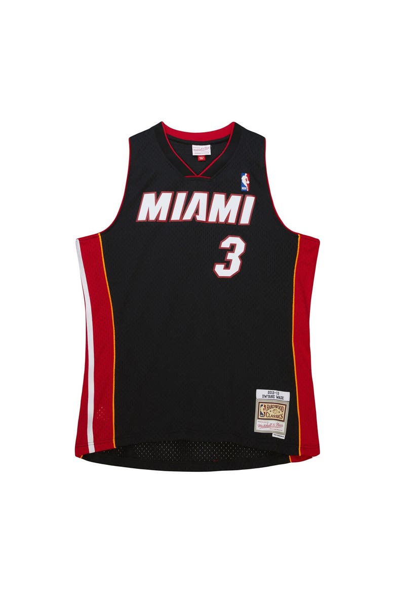 Men's Mitchell & Ness Dwyane Wade Black Miami Heat Hardwood Classics Swingman Jersey, Alternate, color, Black