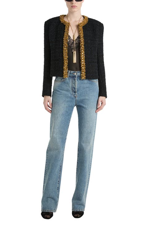 Straight-Leg Faded Denim Jeans