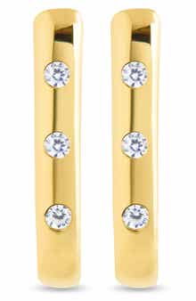 Sterling Forever Casey Cubic Zirconia Rectangular Hoop Earrings