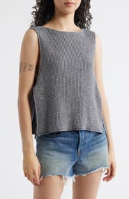 Free People Lizzie Rib Side Tie Sleeveless Cotton & Linen Blend Sweater