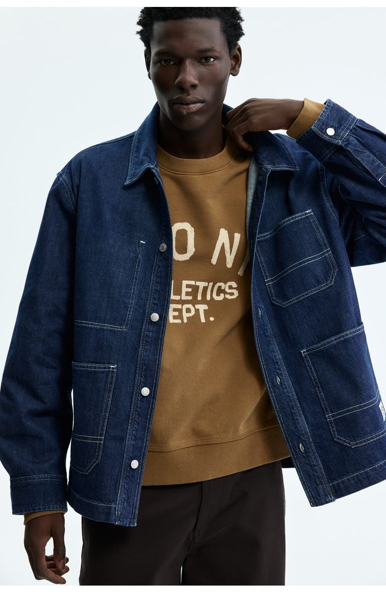 H&M Denim Overshirt, Alternate, color, Dark Denim Blue