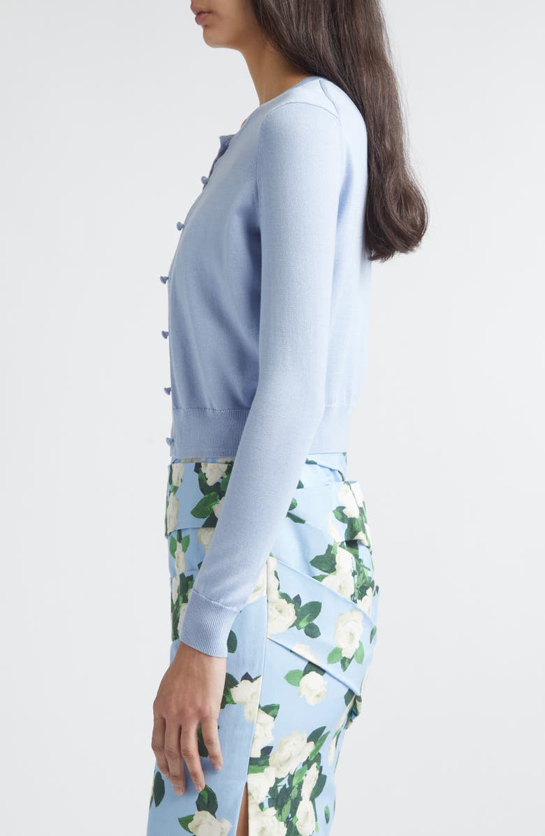 Carolina Herrera Silk & Cotton Crop Cardigan, Alternate, color, Cloudy Blue