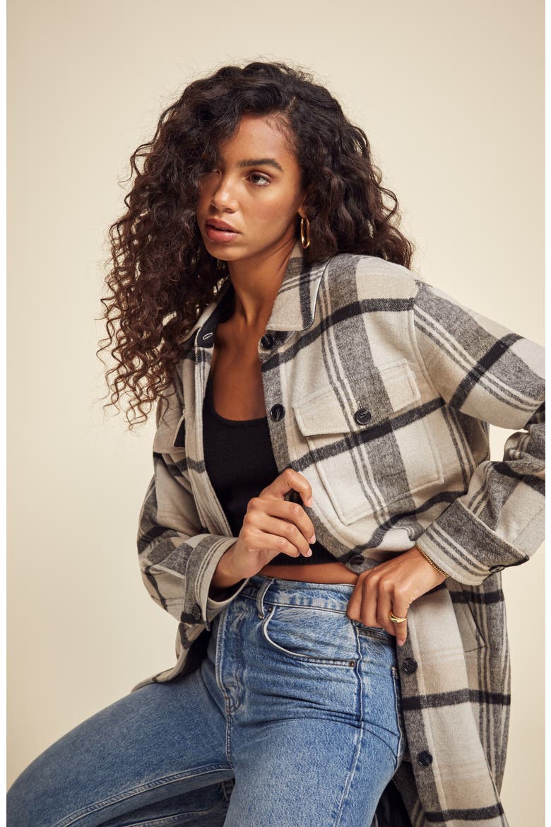 Ainslie Plaid Coat, Alternate, color, BLACK GREY STRIPE