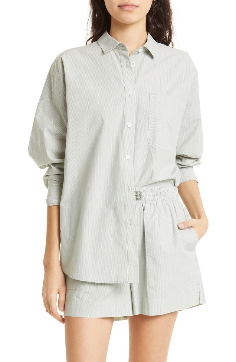 ATM Anthony Thomas Melillo Stripe Cotton Poplin Button-Up Shirt, Main, color, 