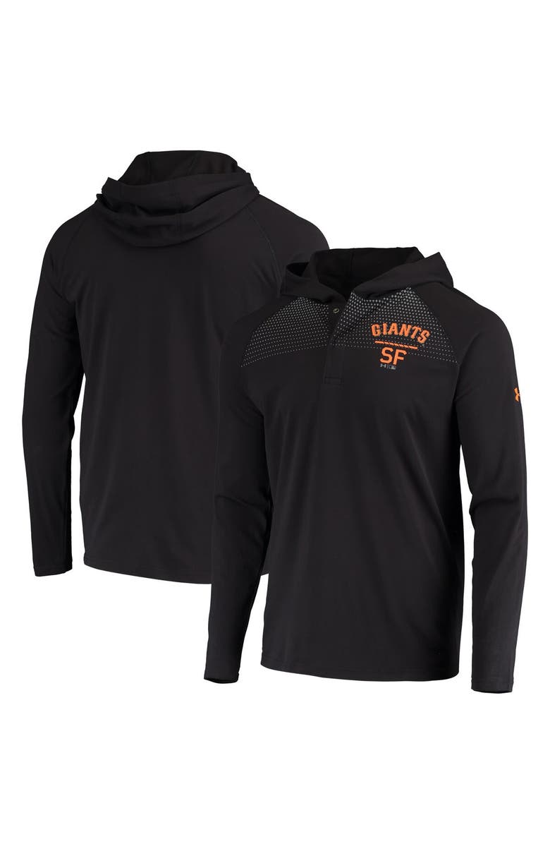 Under Armour Men's Under Armour Black San Francisco Giants Foundry Charged Henley Raglan Tri-Blend Performance Pullover Hoodie, Alternate, color, 