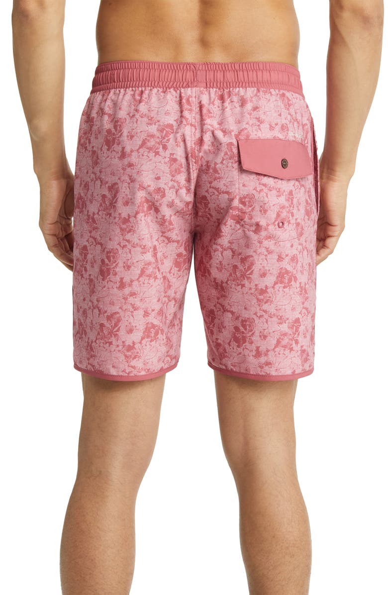 TravisMathew Sea of Flames Swim Trunks, Alternate, color, Heather Earth Red