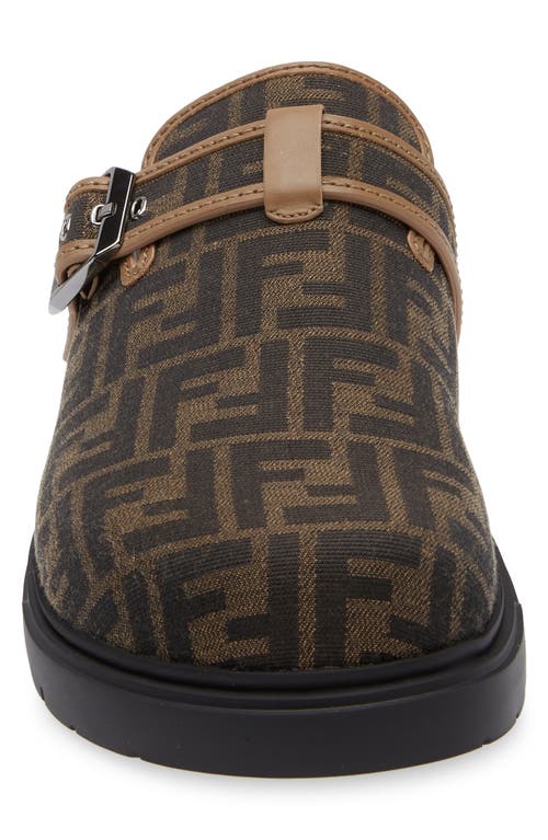 Shop Fendi Feel Ff Logo Clog In Tabacco Nero.sand