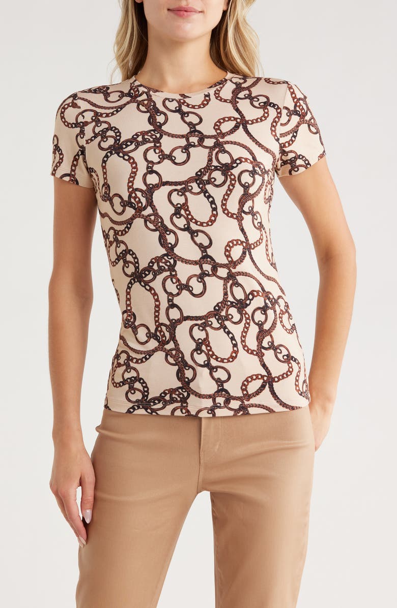 L'AGENCE Ressi Chain Print Short Sleeve Top, Main, color,