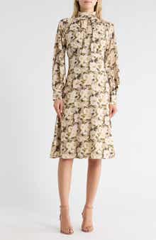AREA STARS Amal Floral Long Sleeve A-Line Dress